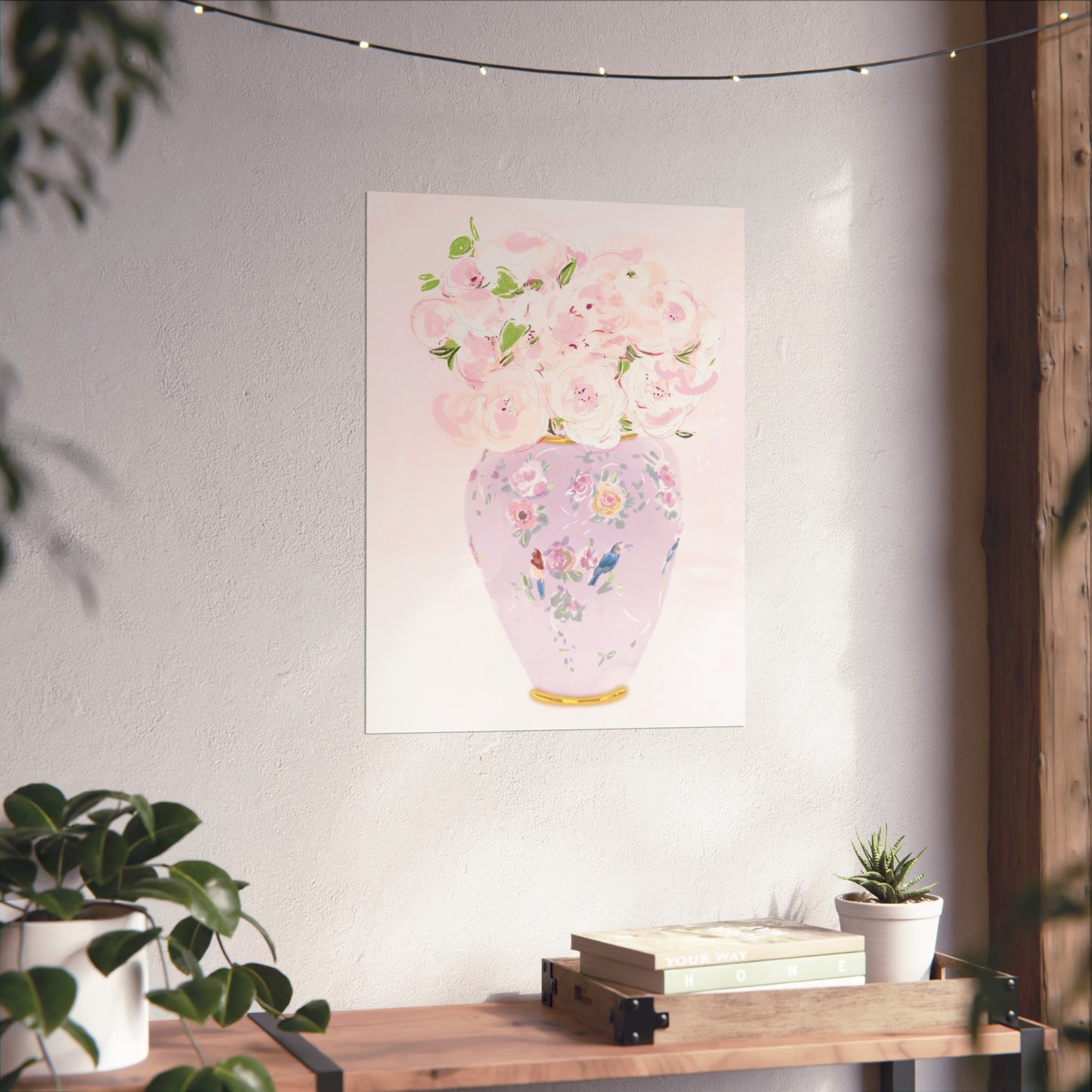 PURPLE VASE BLUE BIRD - Art Print