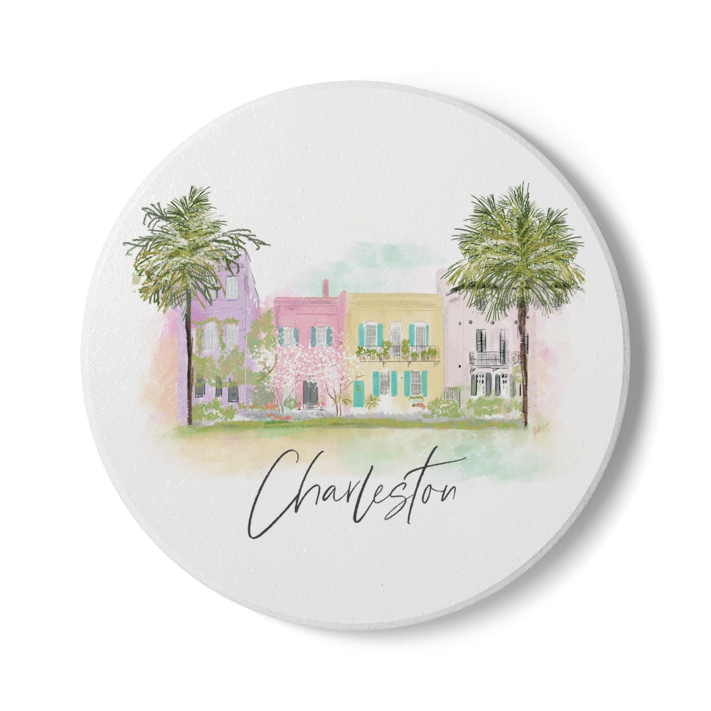 Rainbow Row Ceramic Coaster