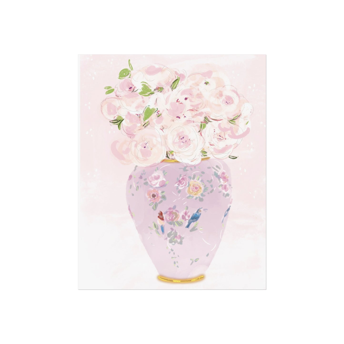 PURPLE VASE BLUE BIRD - Art Print