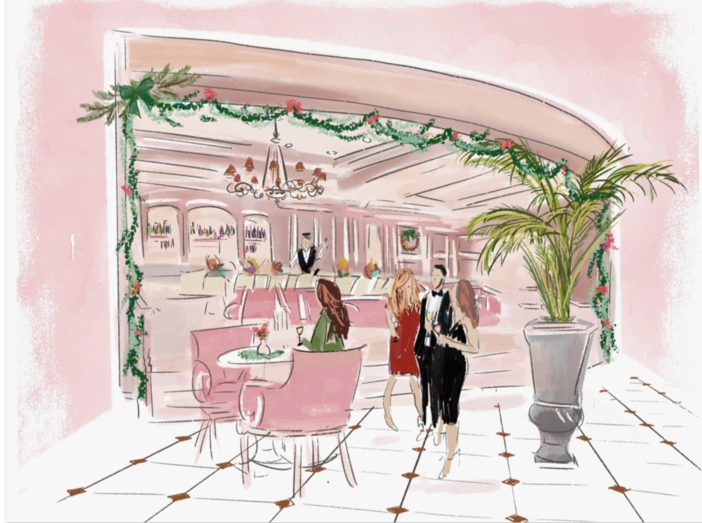 JINGLE MINGLE AT THE CHARLESTON PLACE - Art Print