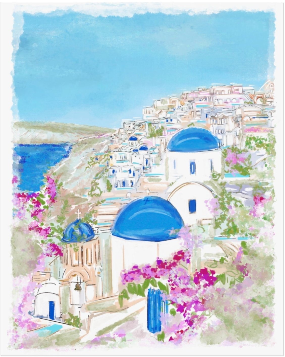 SANTORINI BLUES - Art Print