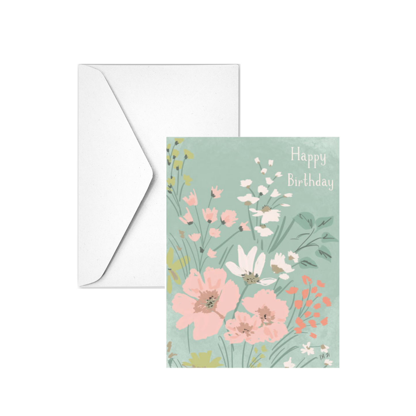 HAPPY BIRTHDAY PINK FLORALS - Note Card