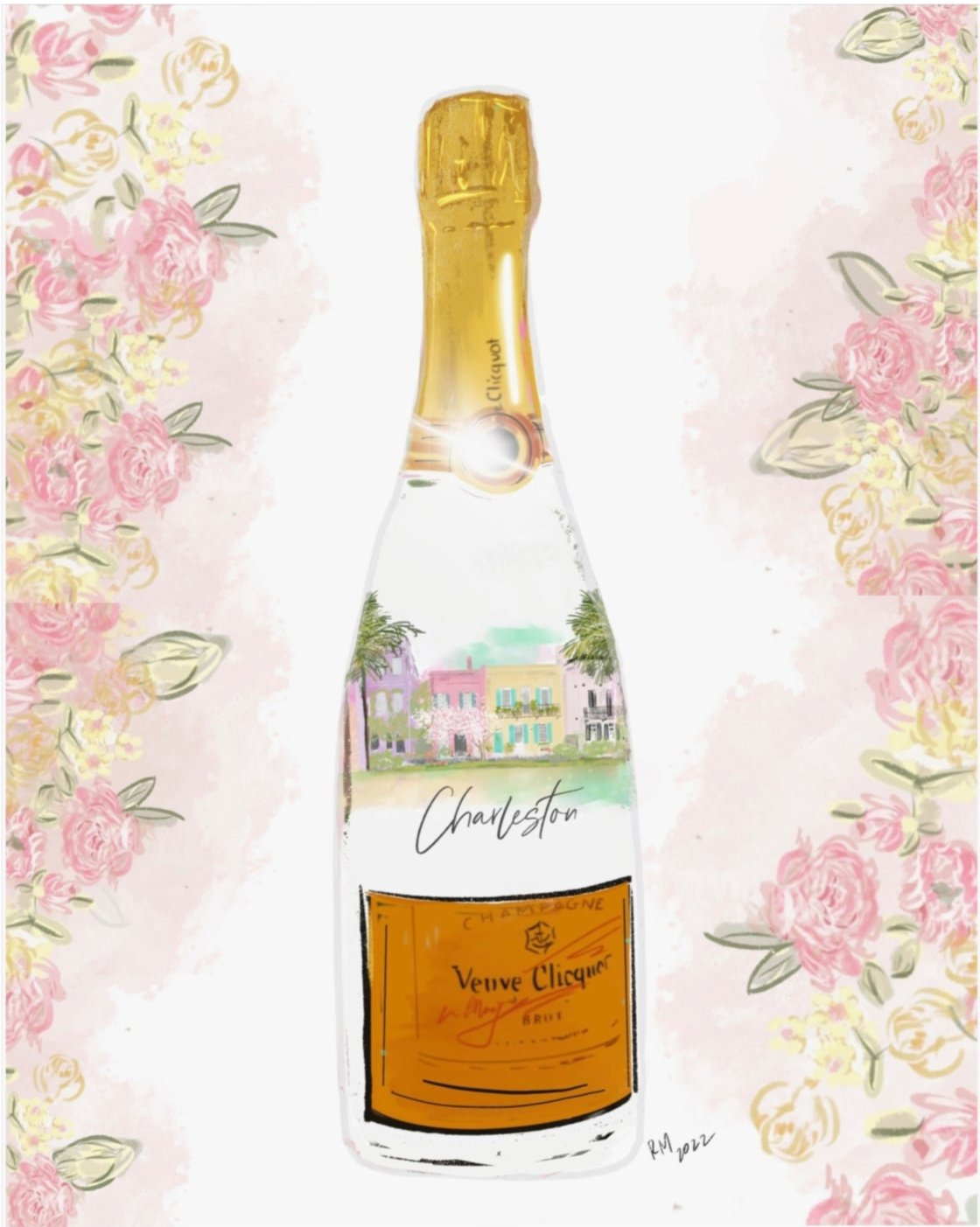 CHARLESTON YELLOW ROSE BOTTLE - Art Print