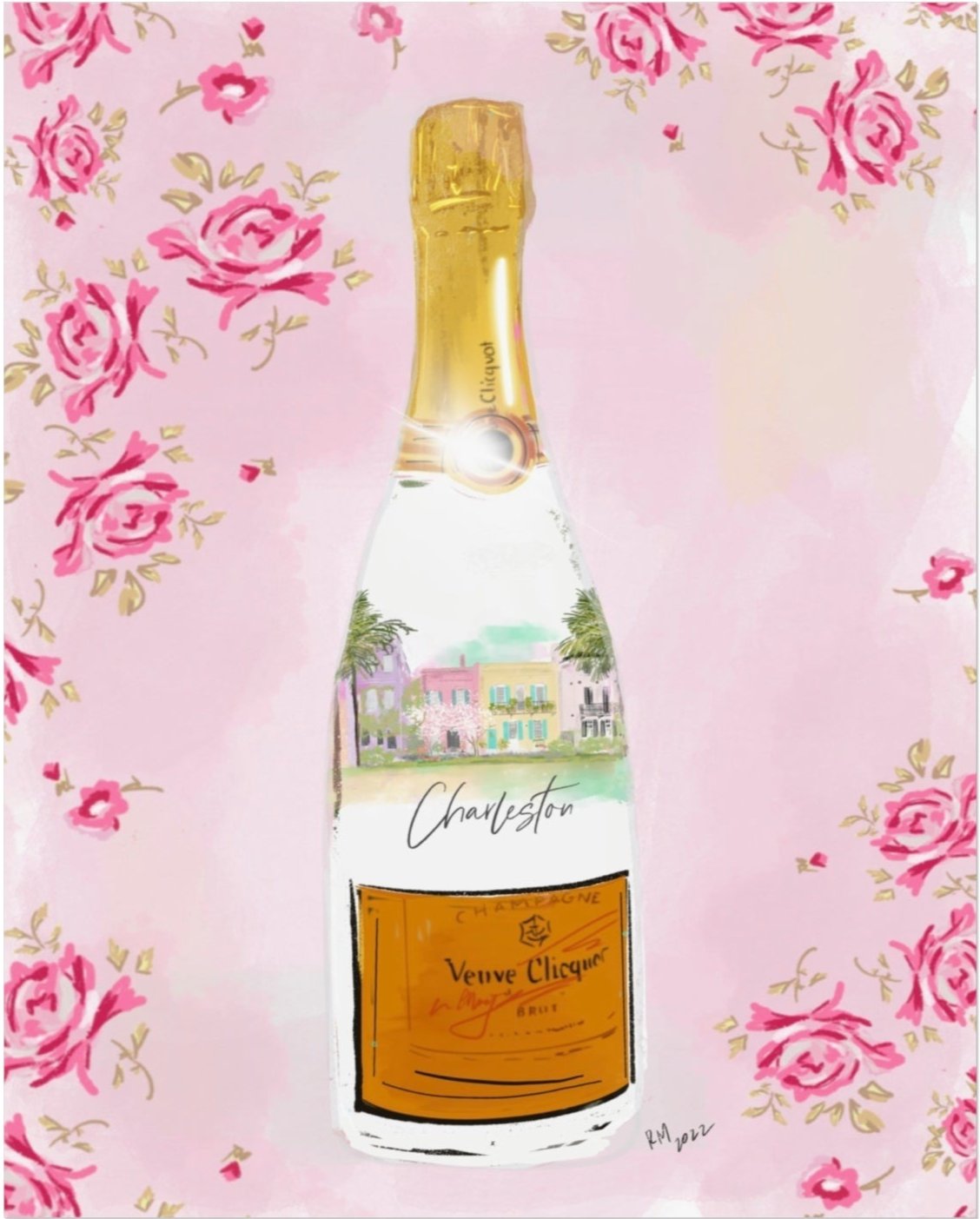 CHARLESTON ROSE BOTTLE - Art Print