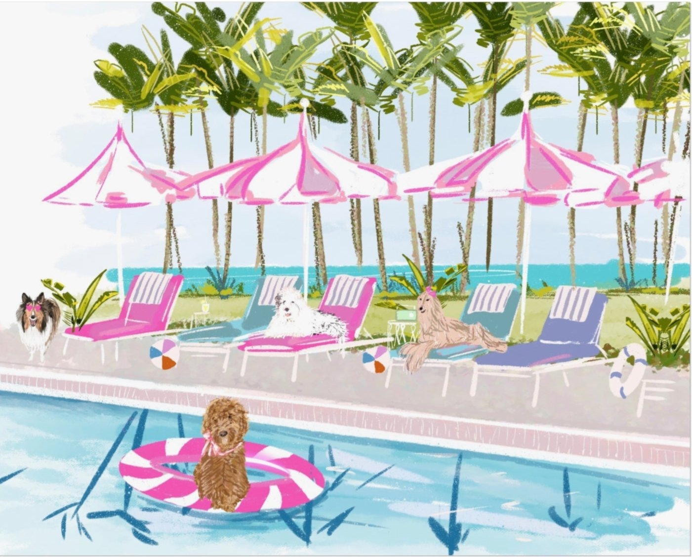 POOL PAWTY - Art Print