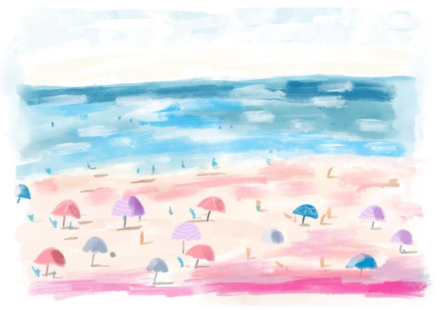 COASTAL BEACH UMBRELLAS - Art Print