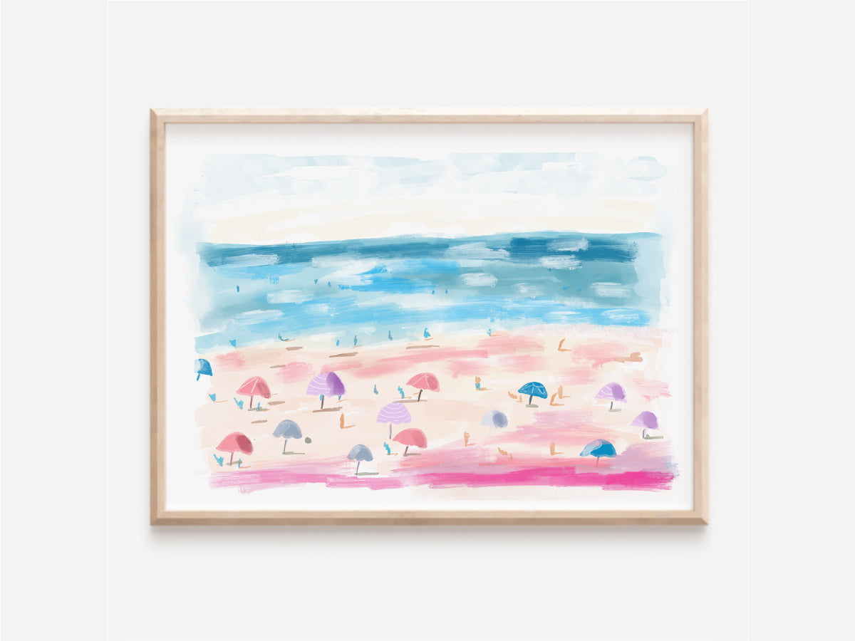 COASTAL BEACH UMBRELLAS - Art Print