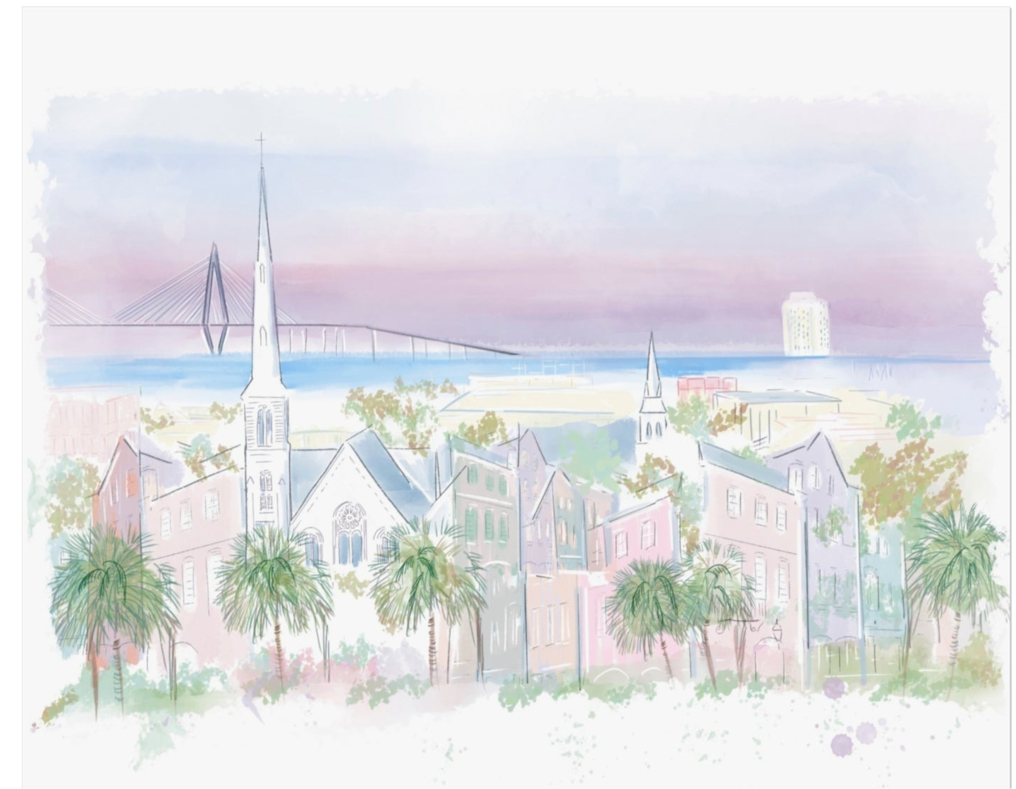 PURPLE CHARLESTON SKYLINE - Art Print