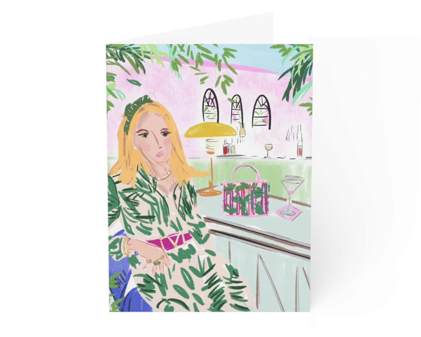 GIRL AT BAR - Note Card