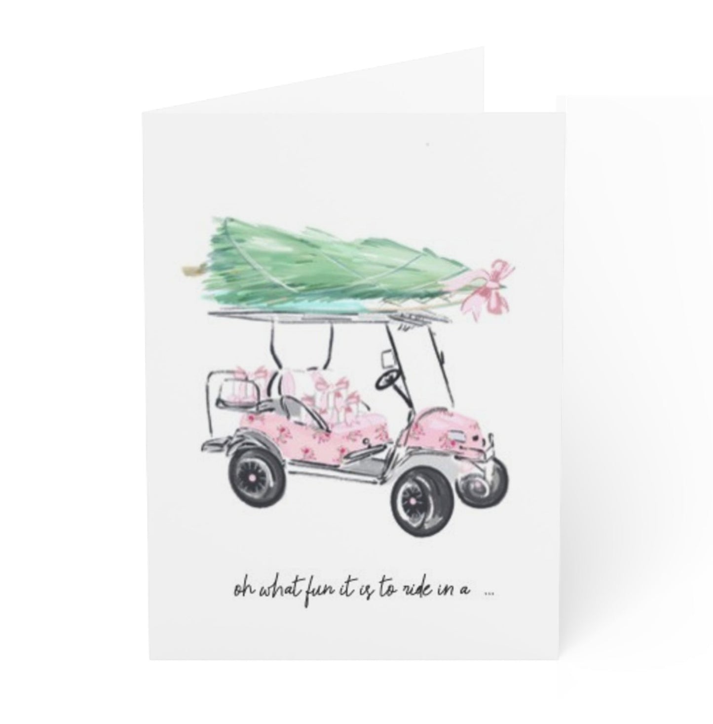 OH WHAT FUN IT IS PINK GOLF CART - Note Card