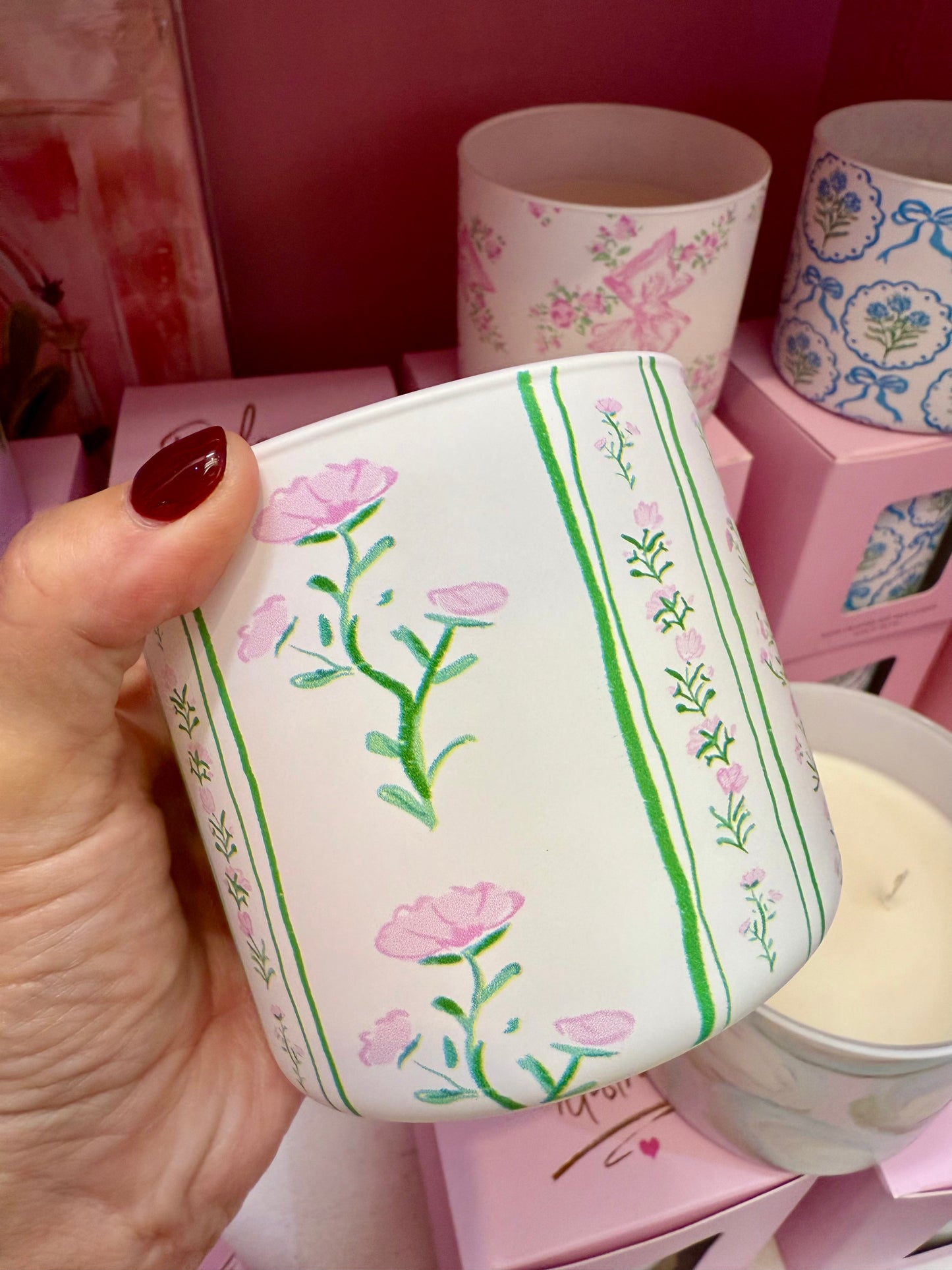 GREEN & PINK FLORAL - Candle