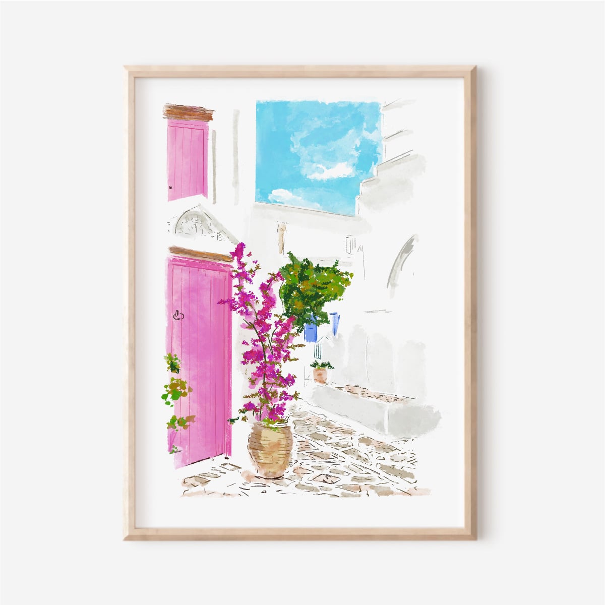 GREECE LOVES PINK TOO- Art Print
