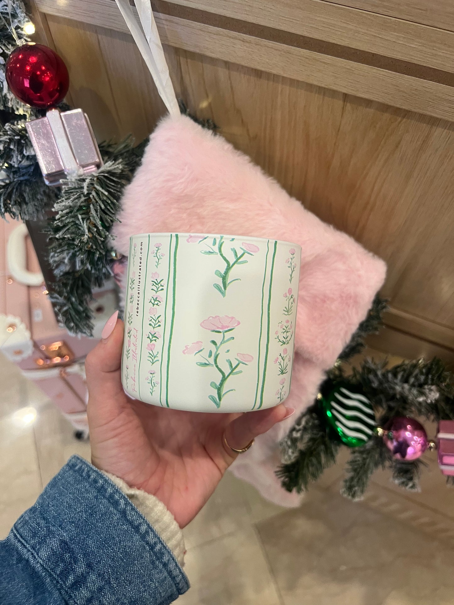 GREEN & PINK FLORAL - Candle