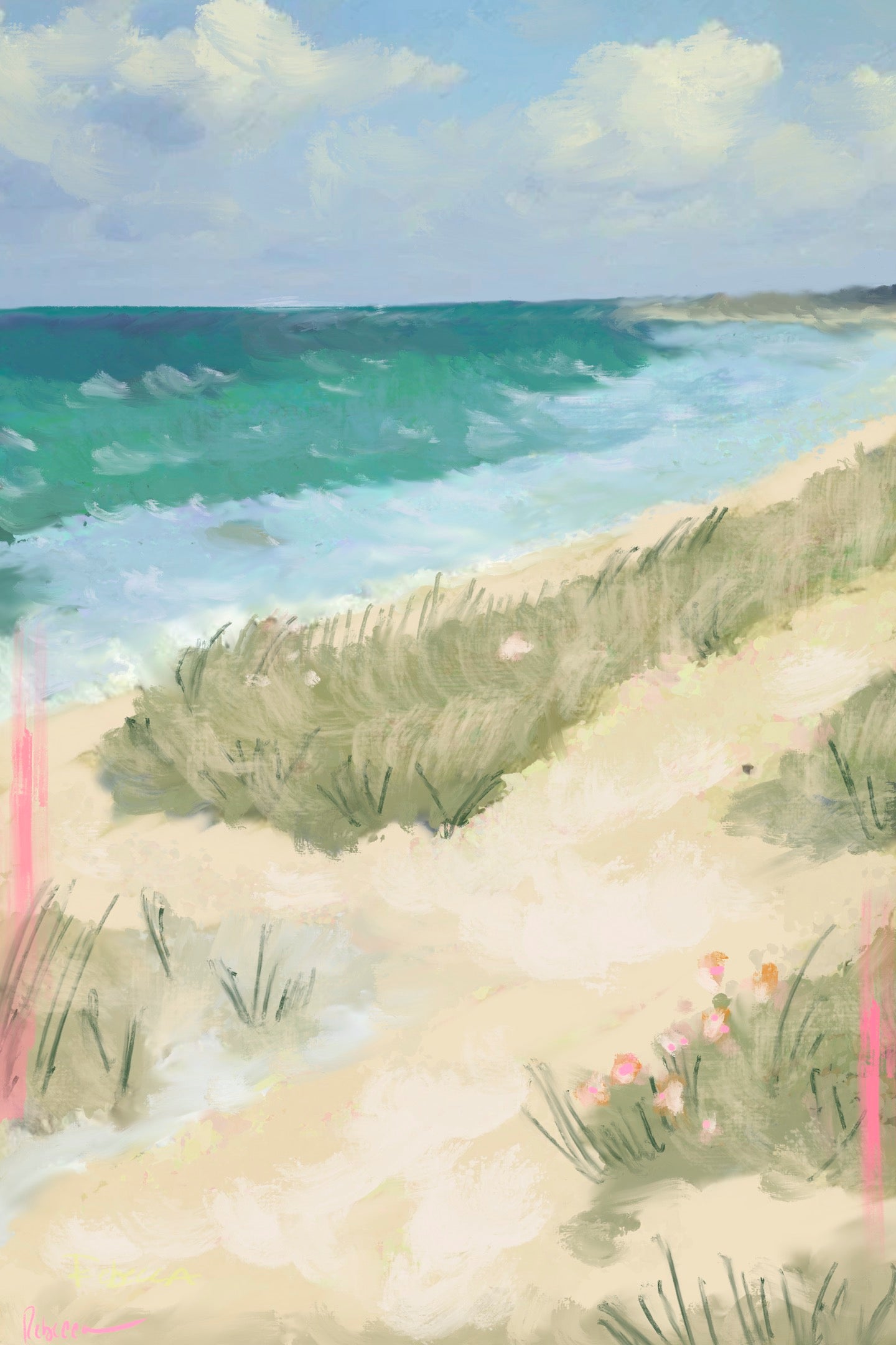 PASTEL BEACH WALK - Art Print