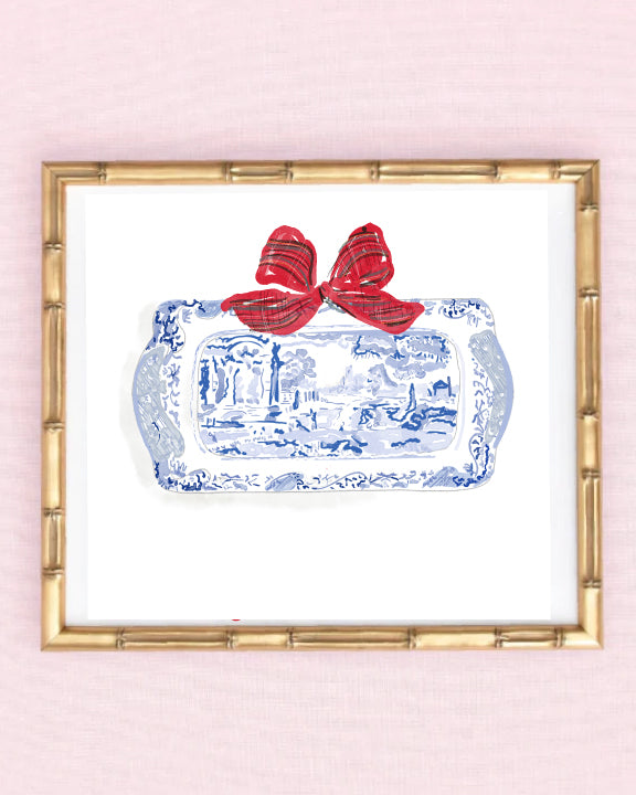 COASTAL SPODE PLATE FOR CHRISTMAS Art Print