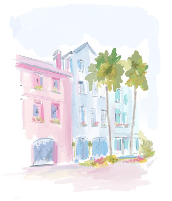 COASTAL RAINBOW ROW - Art Print