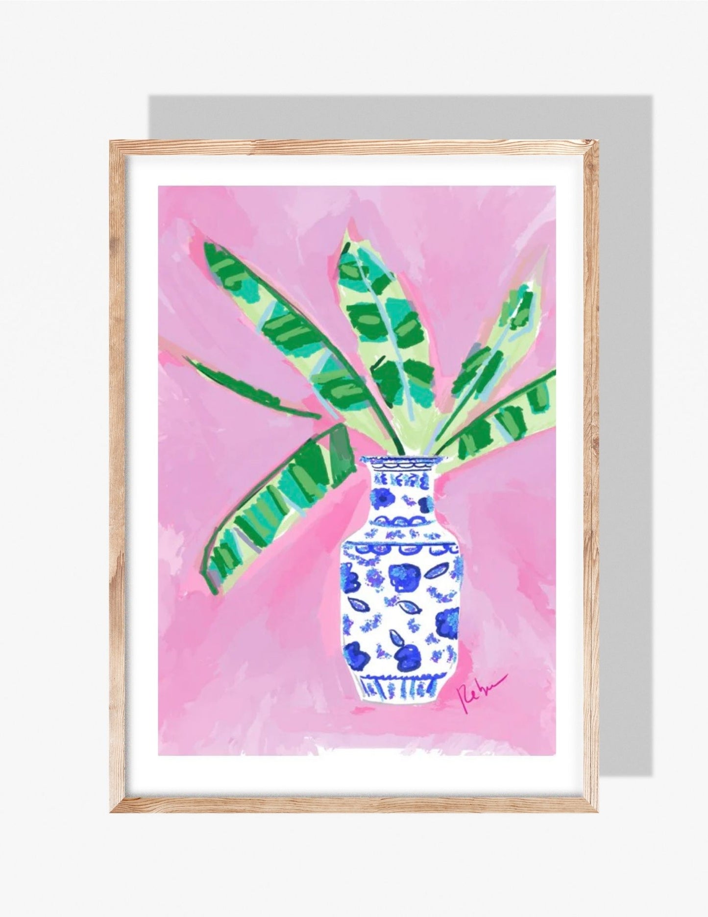 PINK & BLUE VASE - Art Print