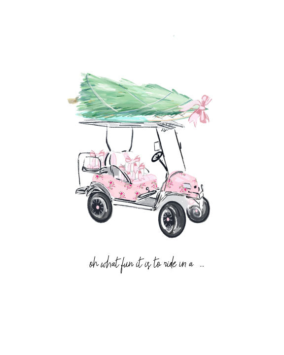 OH WHAT FUN IT IS PINK GOLF CART - Note Card