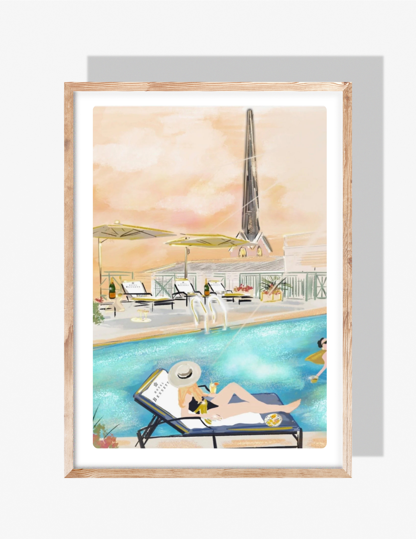 HOTEL BENNETT GOLDEN POOL - Art Print