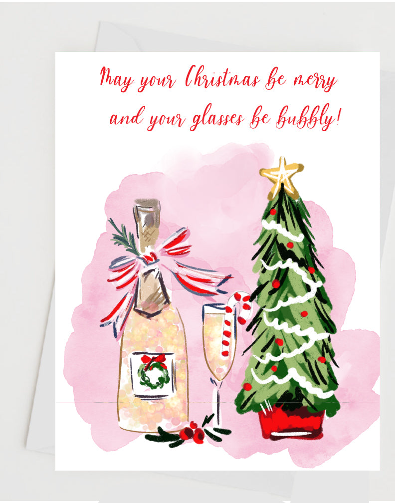 MAY YOUR CHRISTMAS BE BUBBLY - Note Card