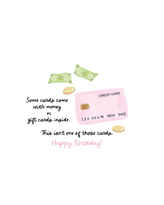 NO MONEY BIRTHDAY - Note Card
