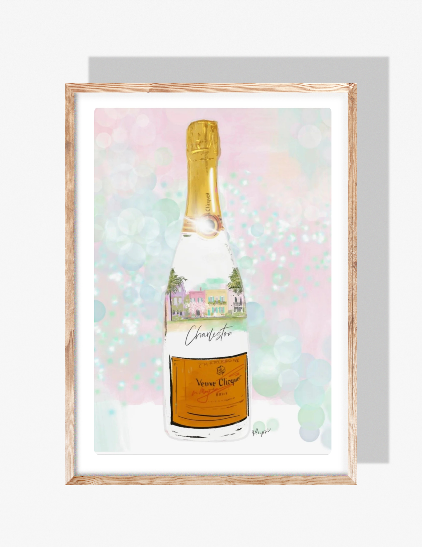 PINK & BLUE CHAMPAGNE SPARKLES - Art Print