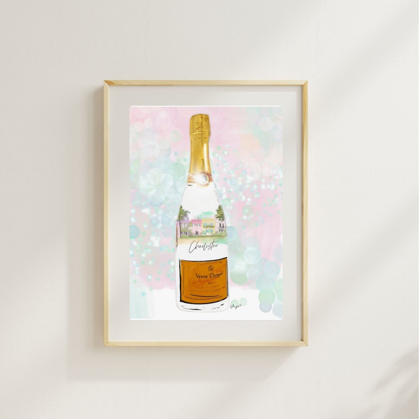 PINK & BLUE CHAMPAGNE SPARKLES - Art Print