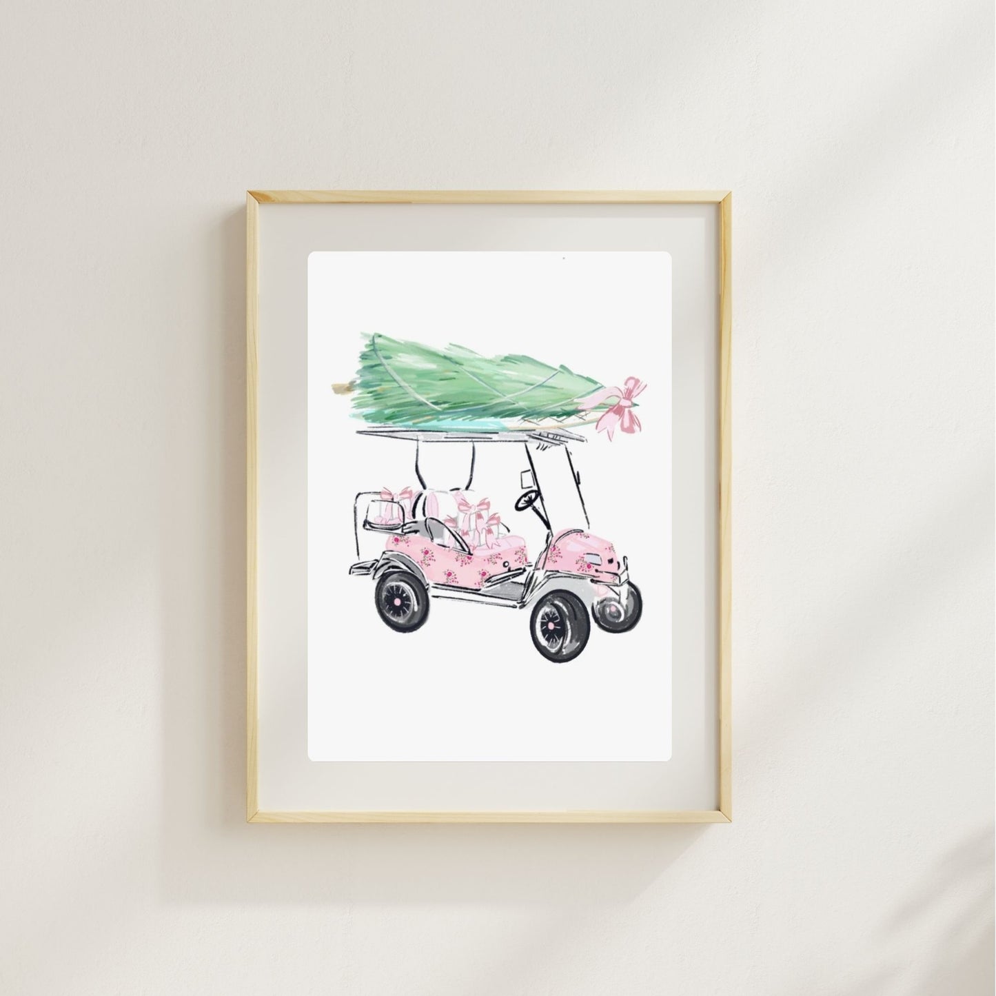 CHRISTMAS TREE ON GOLF CART - Art Print