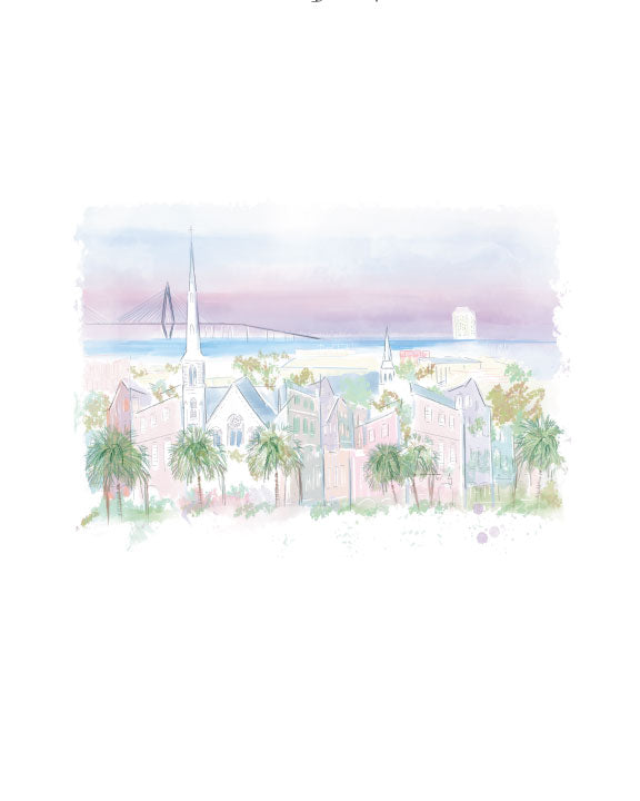 PURPLE CHARLESTON SKYLINE - Note Card