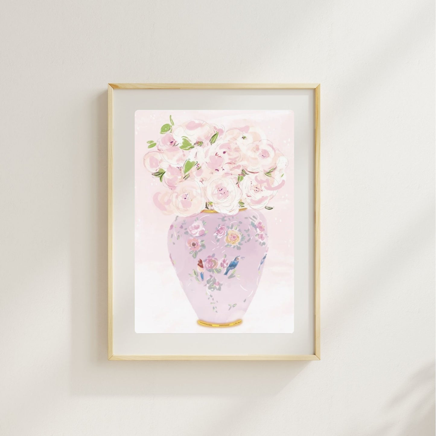 PURPLE VASE BLUE BIRD - Art Print