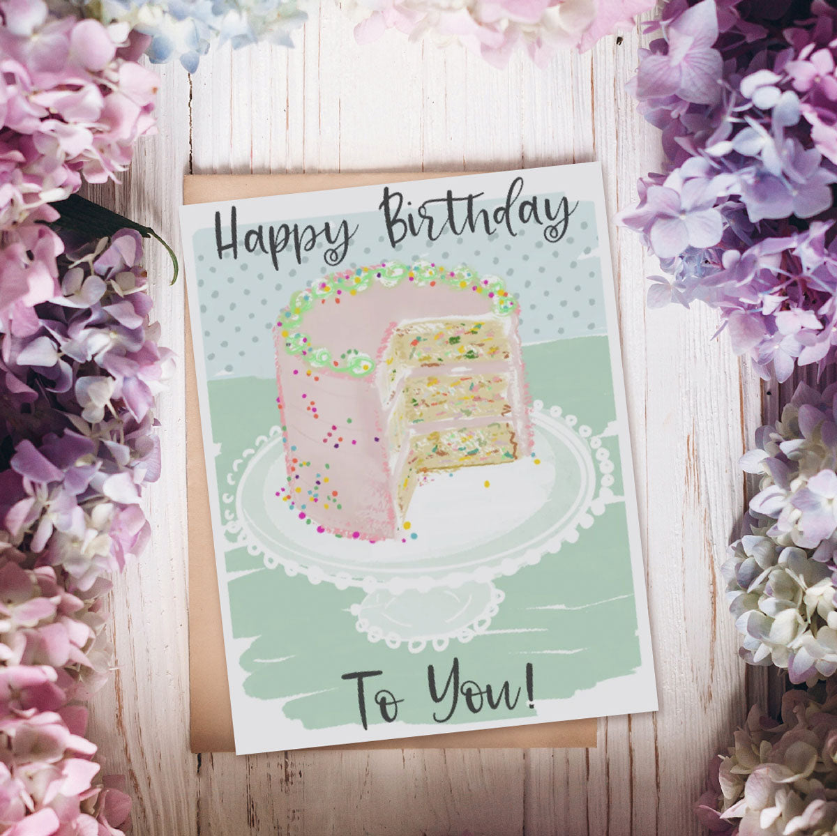 HAPPY BIRTHDAY SPRINKLE CAKE - Note Card