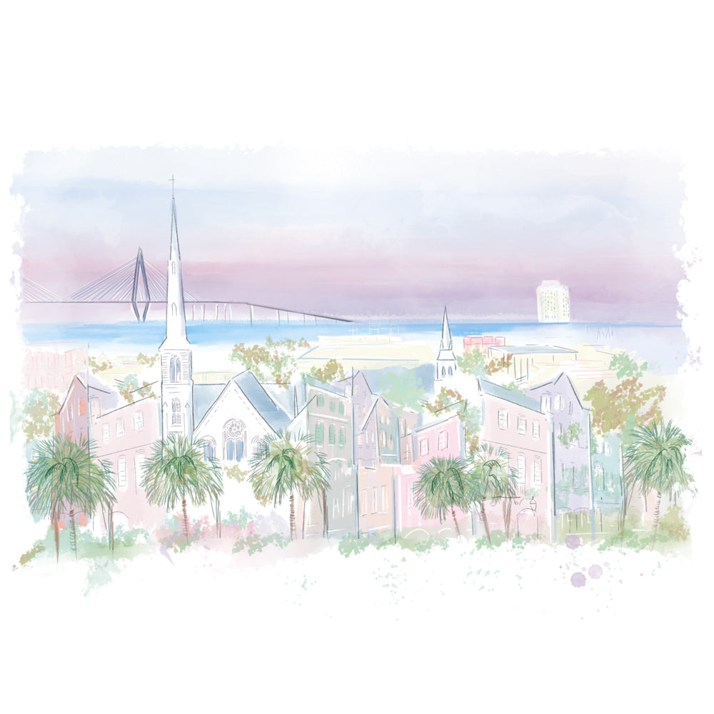 PURPLE CHARLESTON SKYLINE - Note Card