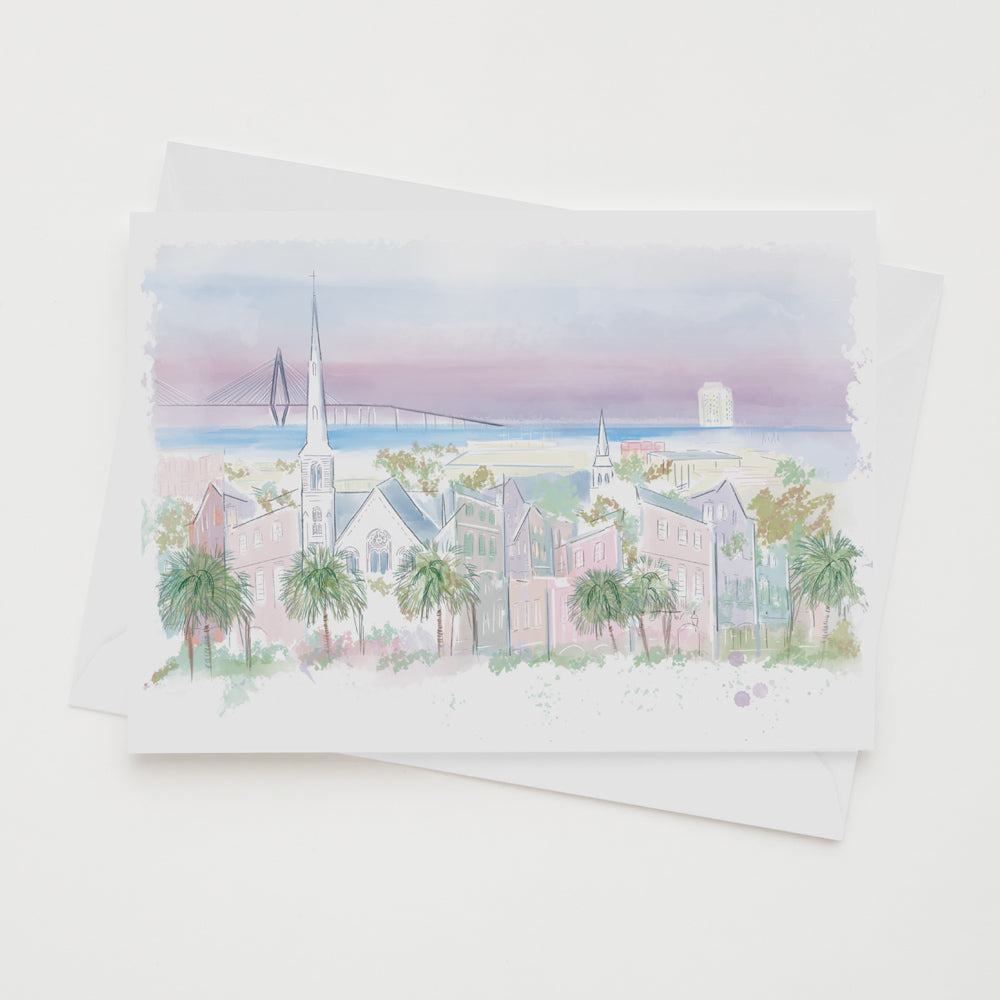 PURPLE CHARLESTON SKYLINE - Note Card