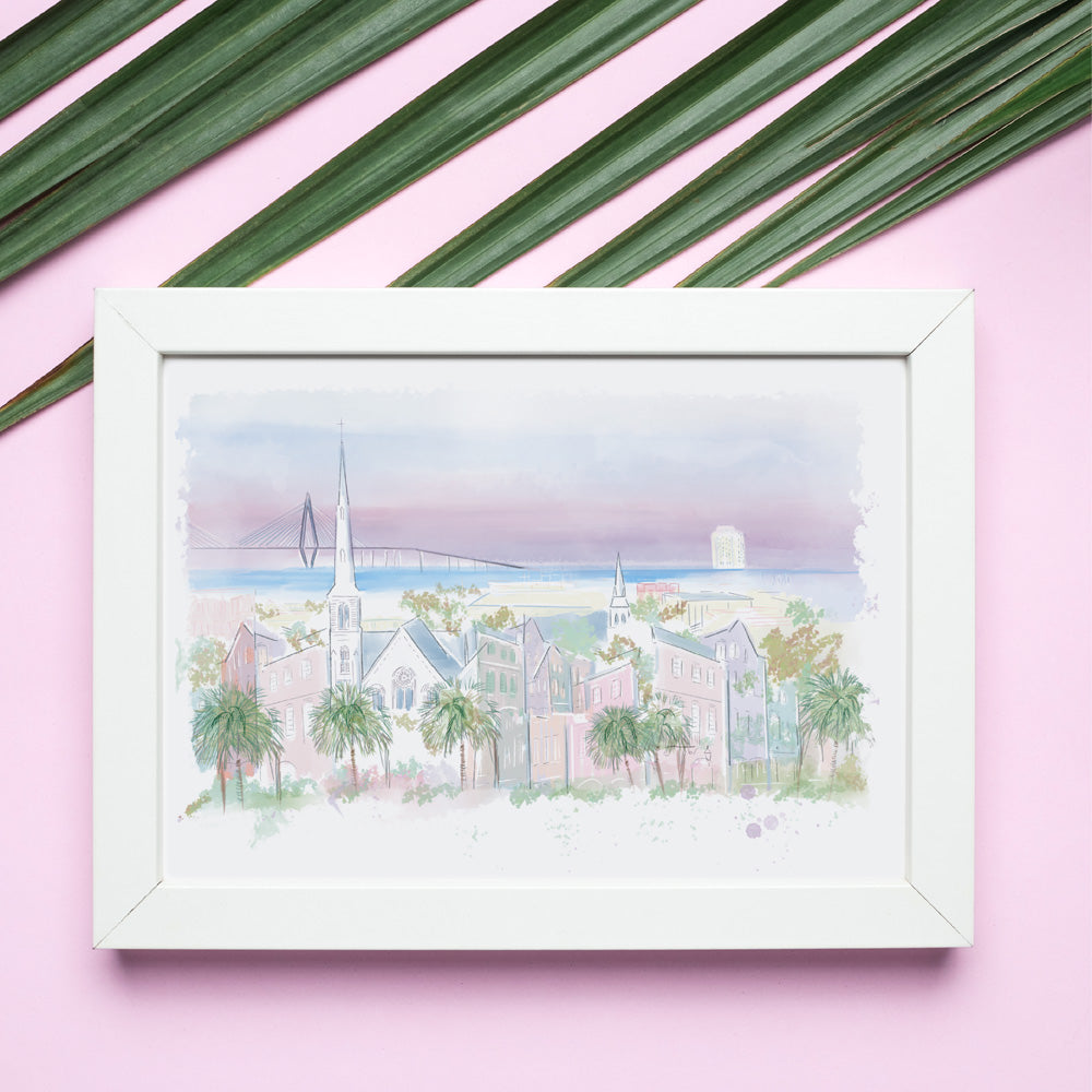 PURPLE CHARLESTON SKYLINE - Art Print