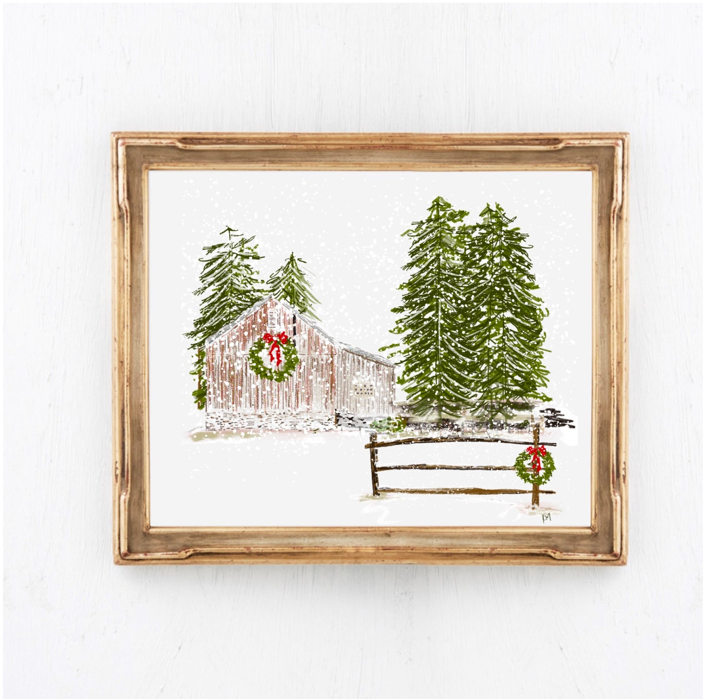 SNOWY BARN - Art Print