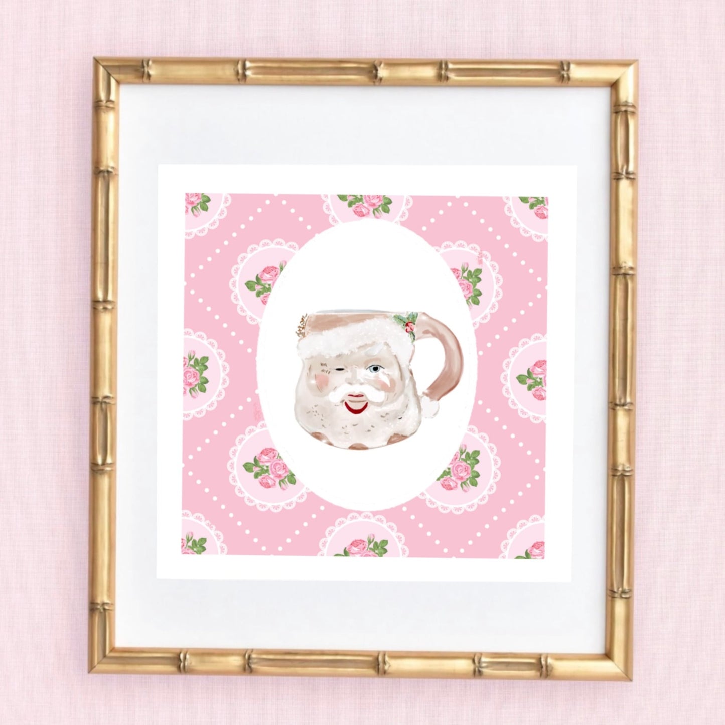 SANTA MUG IN PINK - Art Print