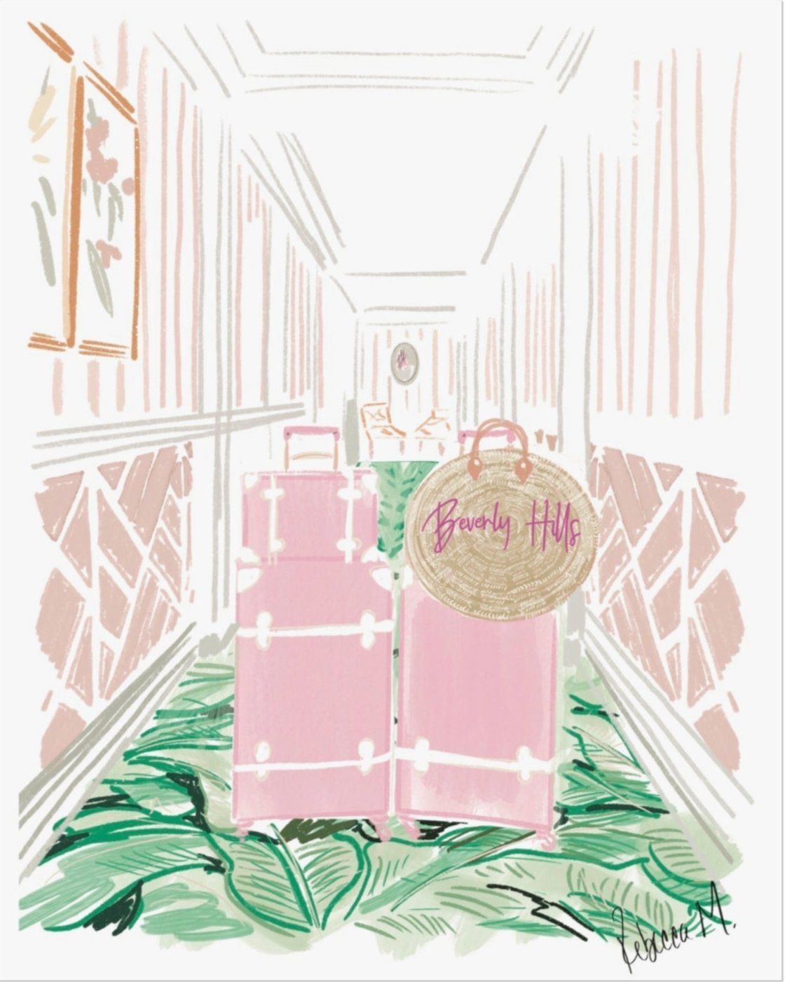 BEVERLY HILLS SUITCASE - Art Print