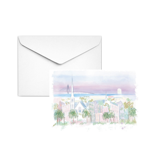 PURPLE CHARLESTON SKYLINE - Note Card