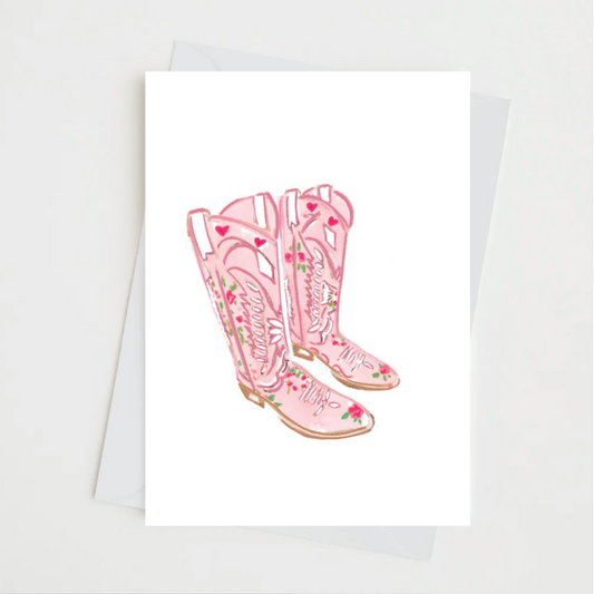Pink Cowboy Boots - Note Card