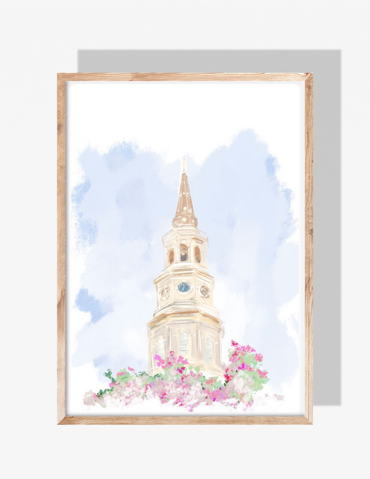 STEEPLE IN SPRING - Art Print