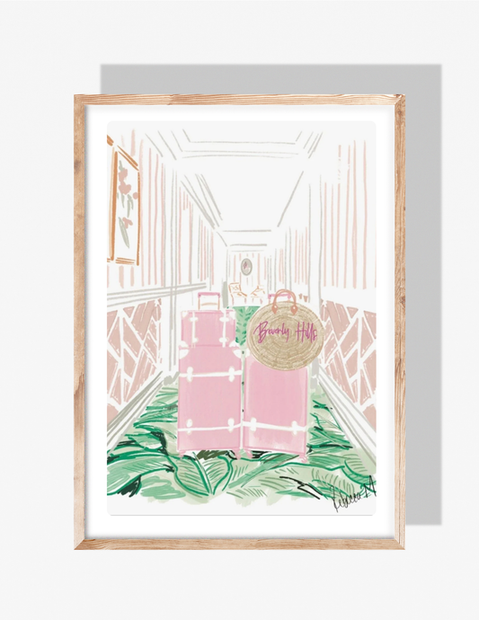 BEVERLY HILLS SUITCASE - Art Print