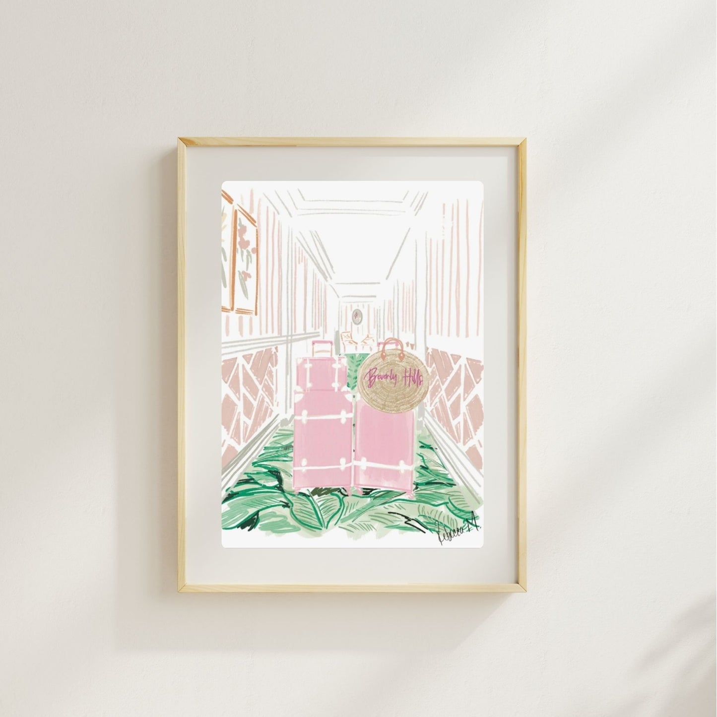 BEVERLY HILLS SUITCASE - Art Print