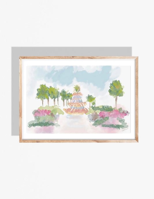 COASTAL PINEAPPLE FOUNTAIN - Art Print