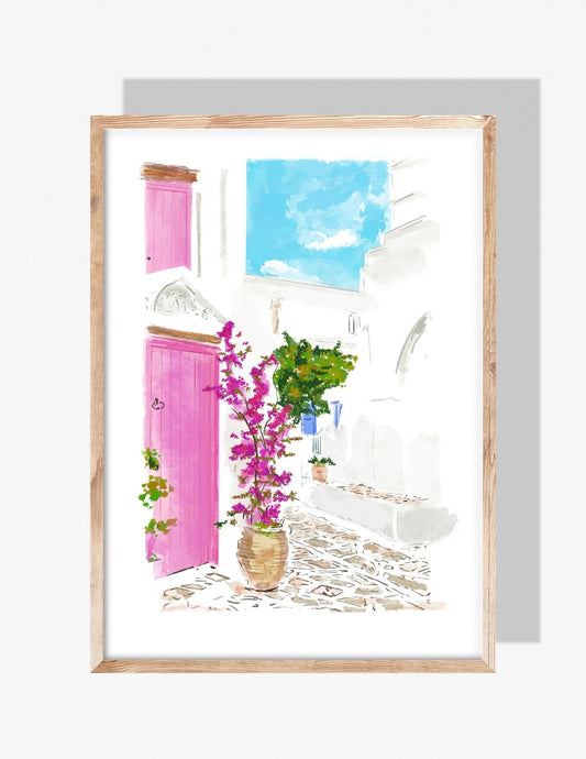 GREECE LOVES PINK TOO- Art Print