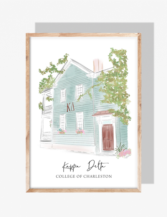 KAPPA DELTA HOUSE - COLLEGE OF CHARLESTON - Art Print