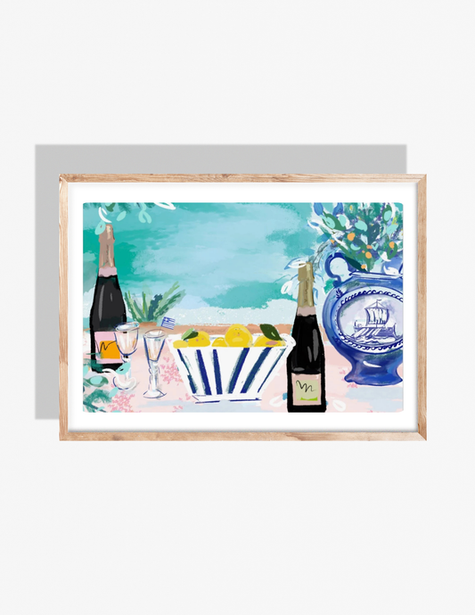 LUNCH IN SANTORINI - Art Print