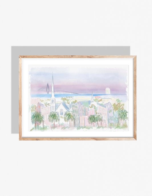 PURPLE CHARLESTON SKYLINE - Art Print
