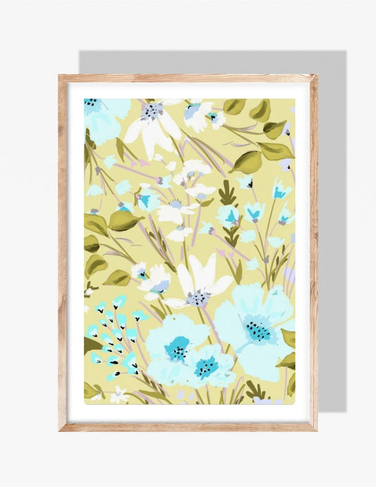YELLOW & GREEN FLORALS - Art Print