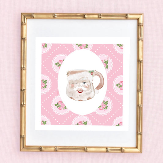 SANTA MUG IN PINK - Art Print