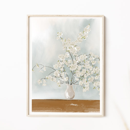 FLORALS & CREAM VASE - Art Print